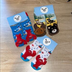 Lobster, Moose, and Bear Animal Grippy Socks Set. 6-48months